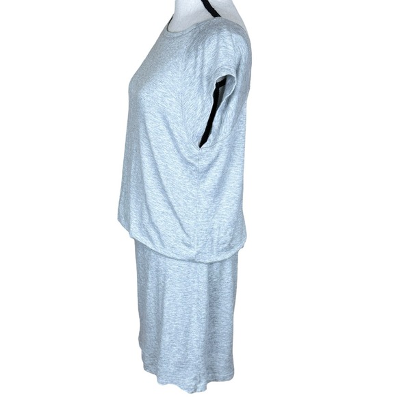 Lou & Grey Blouson Elastic Drop Waist Dress Light Heather Gray Size M Low Back - Picture 4 of 10